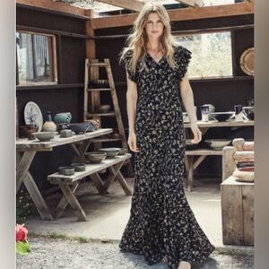 Doen Brindille dress size M black scroll